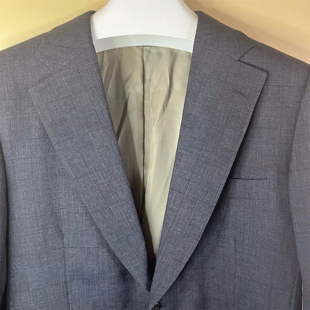 Paul Stuart Wool Gray Men's Check Wool Sport Coat‎ Blazer Size 41/35 Formal Work